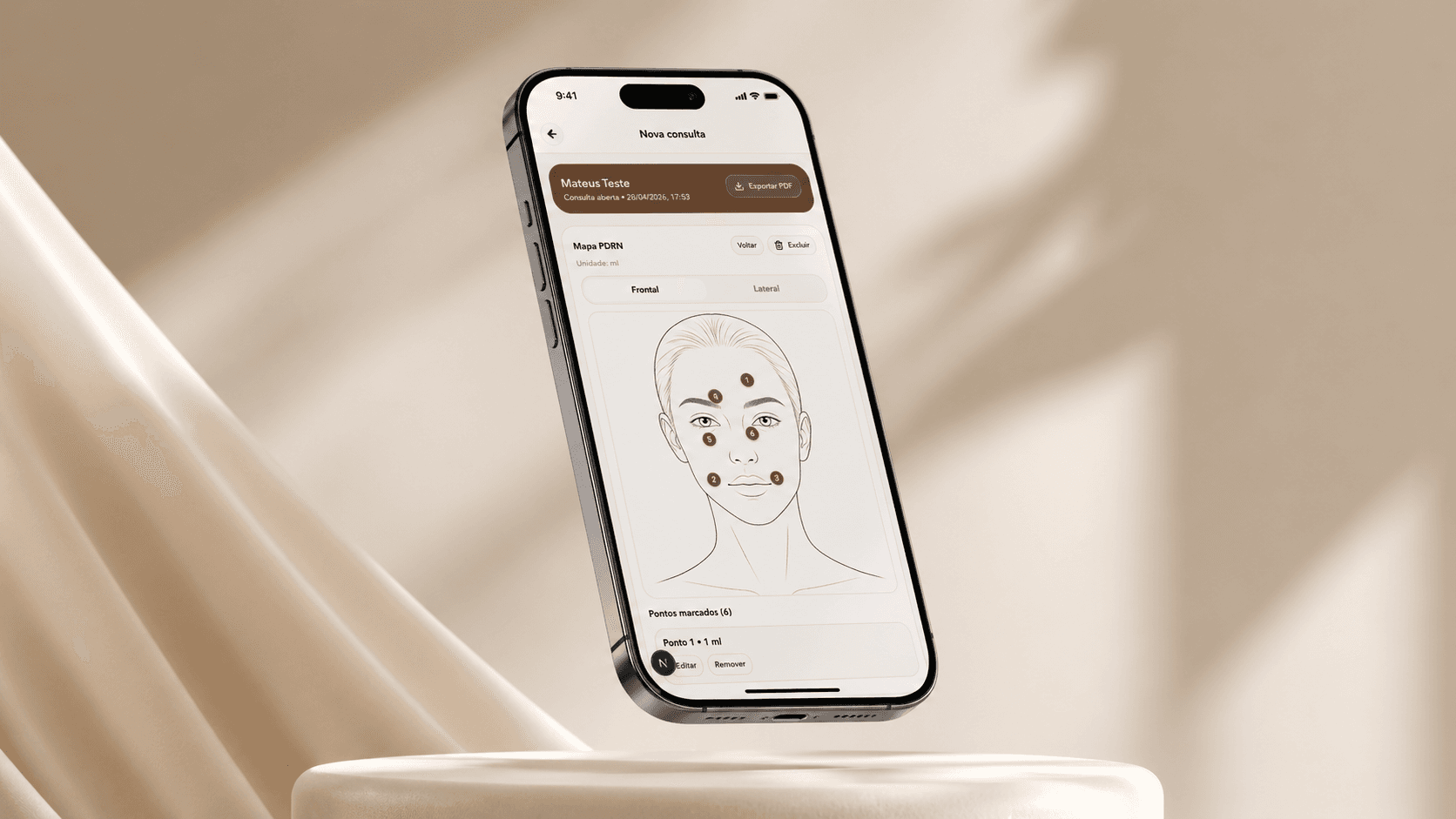 Avaliação clínica com mapa facial no YouClin